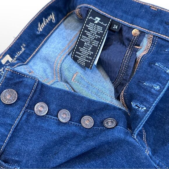 7 For All Mankind Aubrey Skinny w/Exposed Button Fly in Uptown Rinsed, Size 24 - Picture 8 of 10